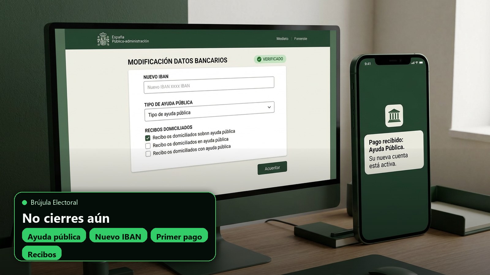 Cambio de IBAN para ayudas públicas y recibos antes de cerrar una cuenta