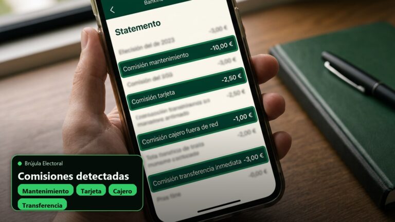 Extracto bancario con comisiones de mantenimiento tarjeta cajero y transferencia