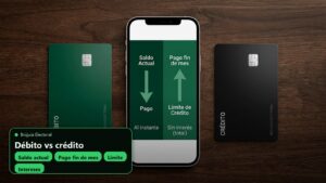 Comparativa visual entre tarjeta de débito y tarjeta de crédito