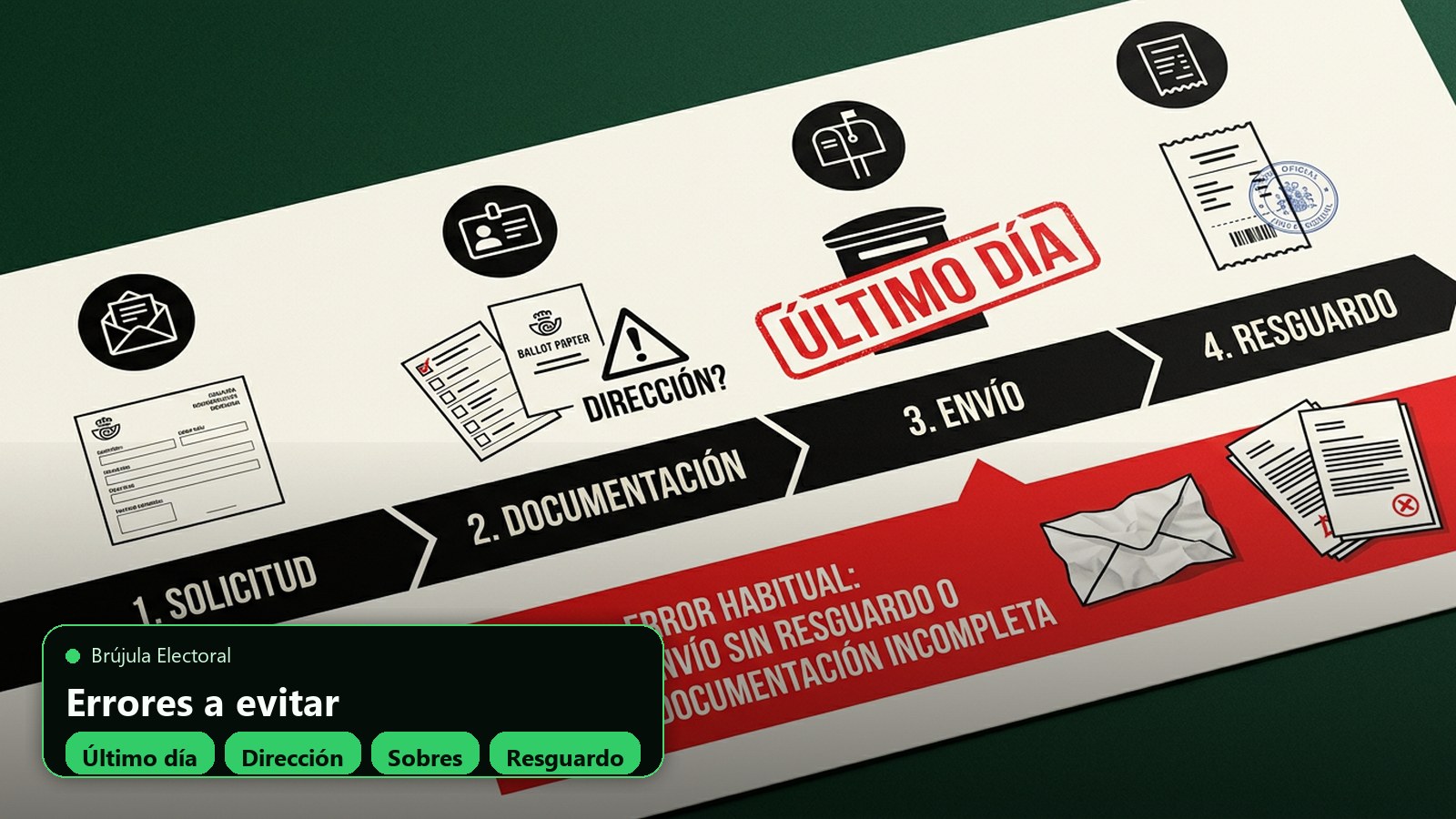 Línea de errores habituales al votar por correo en España
